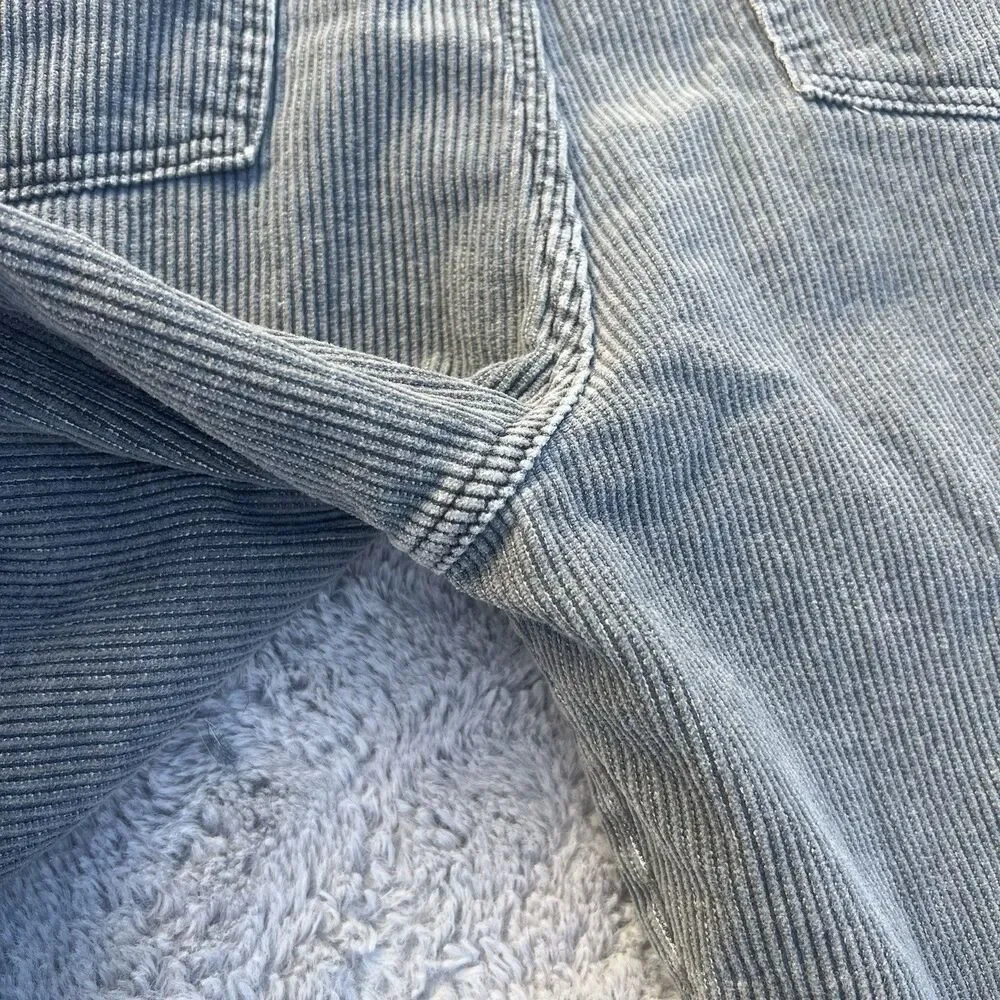 ZARA Men’s Relaxed Baggy Straight Fit Corduroy Pants Gray 36X30 100% Cotton